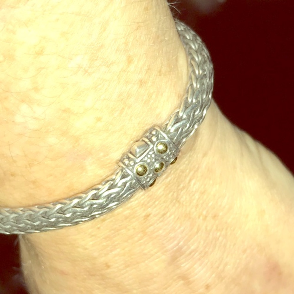 John Hardy knot 8” 18kt gold & silver bracelet